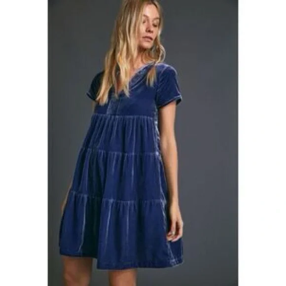 Maeve | Dresses | Anthropologie Maeve Harper Velvet Babydoll Mini Dress  Blue Size Small | Poshmark